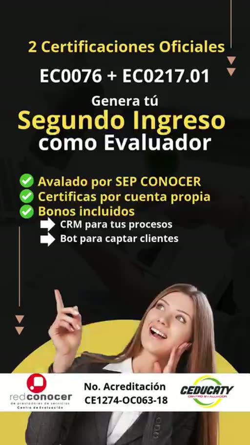 Cuadro 1 del anuncio de certificación oficial de evaluador CONOCER