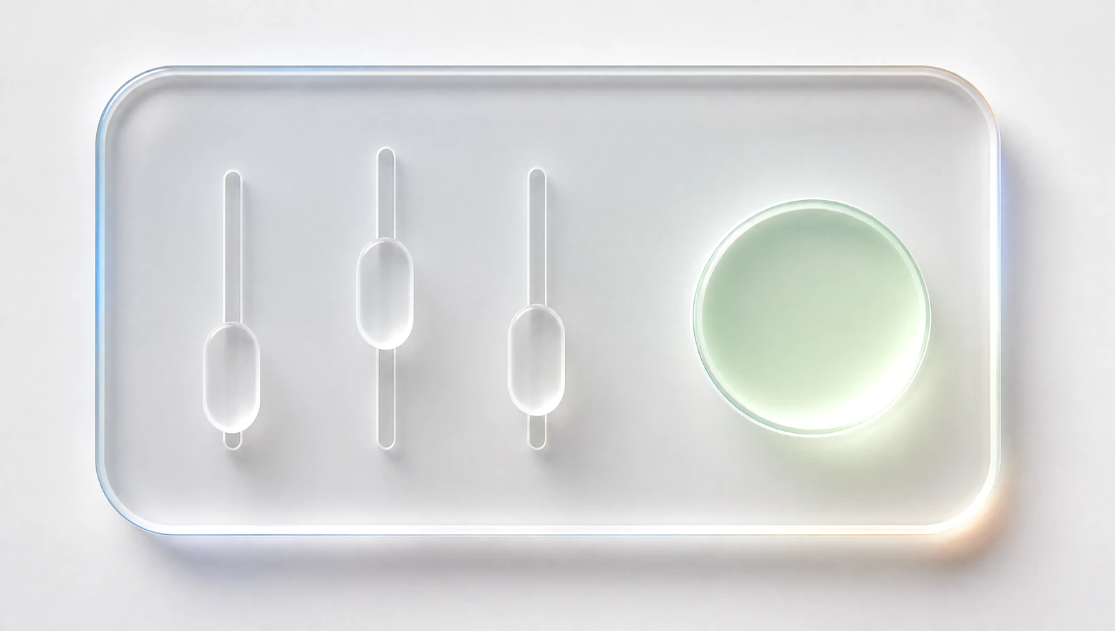 Una losa de vidrio con tres deslizadores y un dial verde