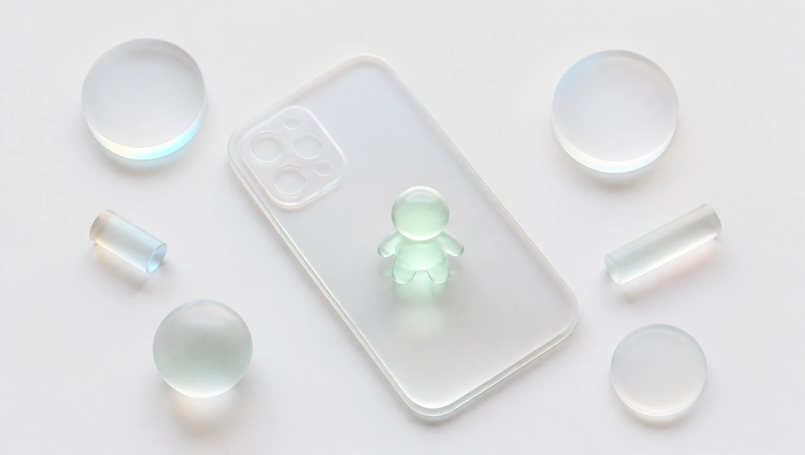 Una losa de vidrio tipo teléfono con una figura reflejada